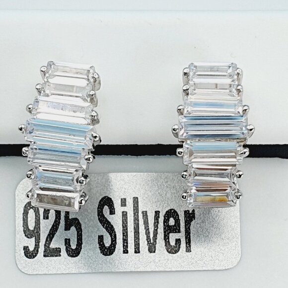 "925 Sterling Silver Cubic Zirconia Earrings, UU1P6A6136 - Picture 6 of 9